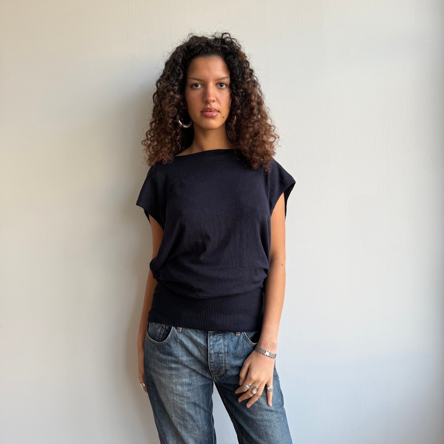Navy open back knit - Size M