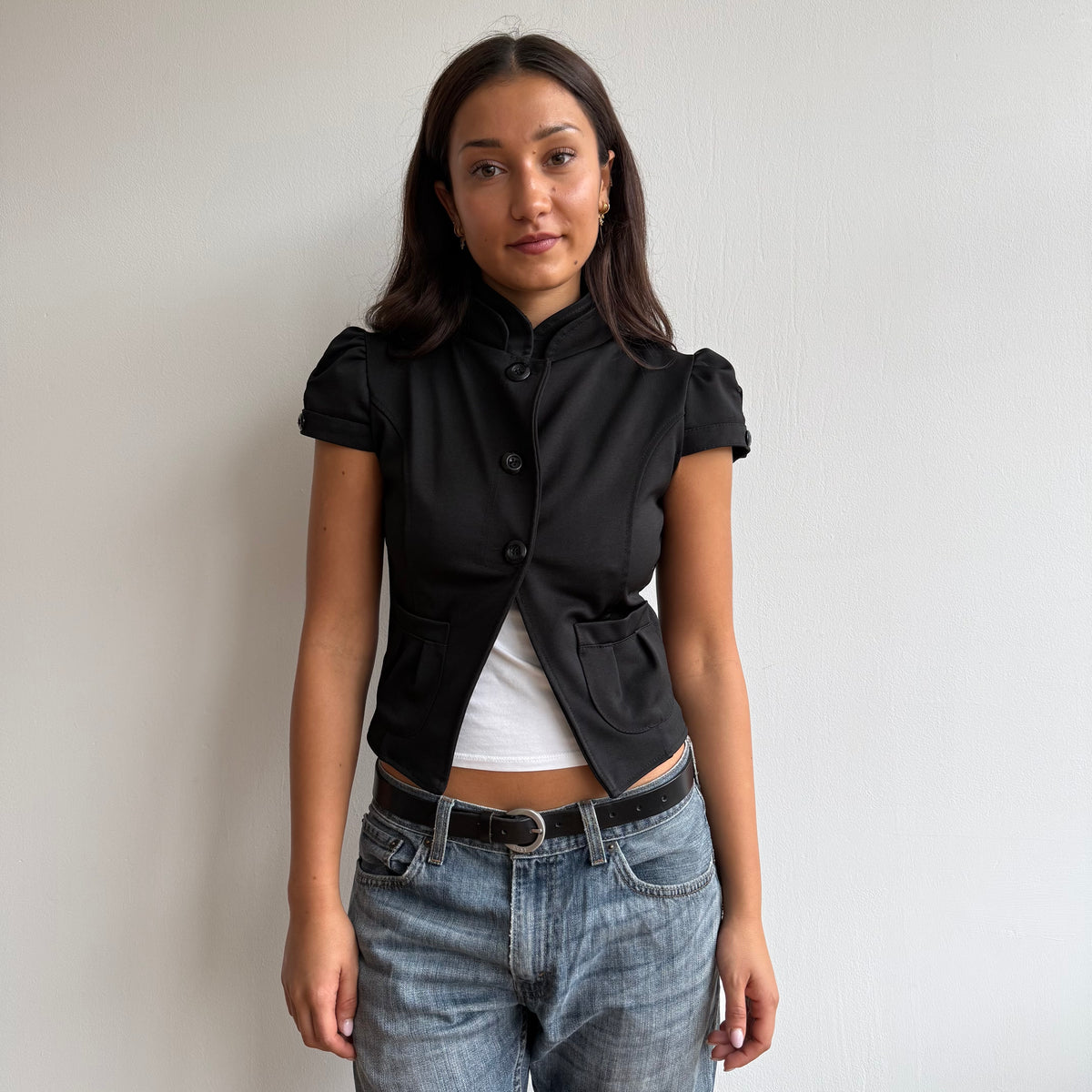Black short sleeve jacket - Size XS