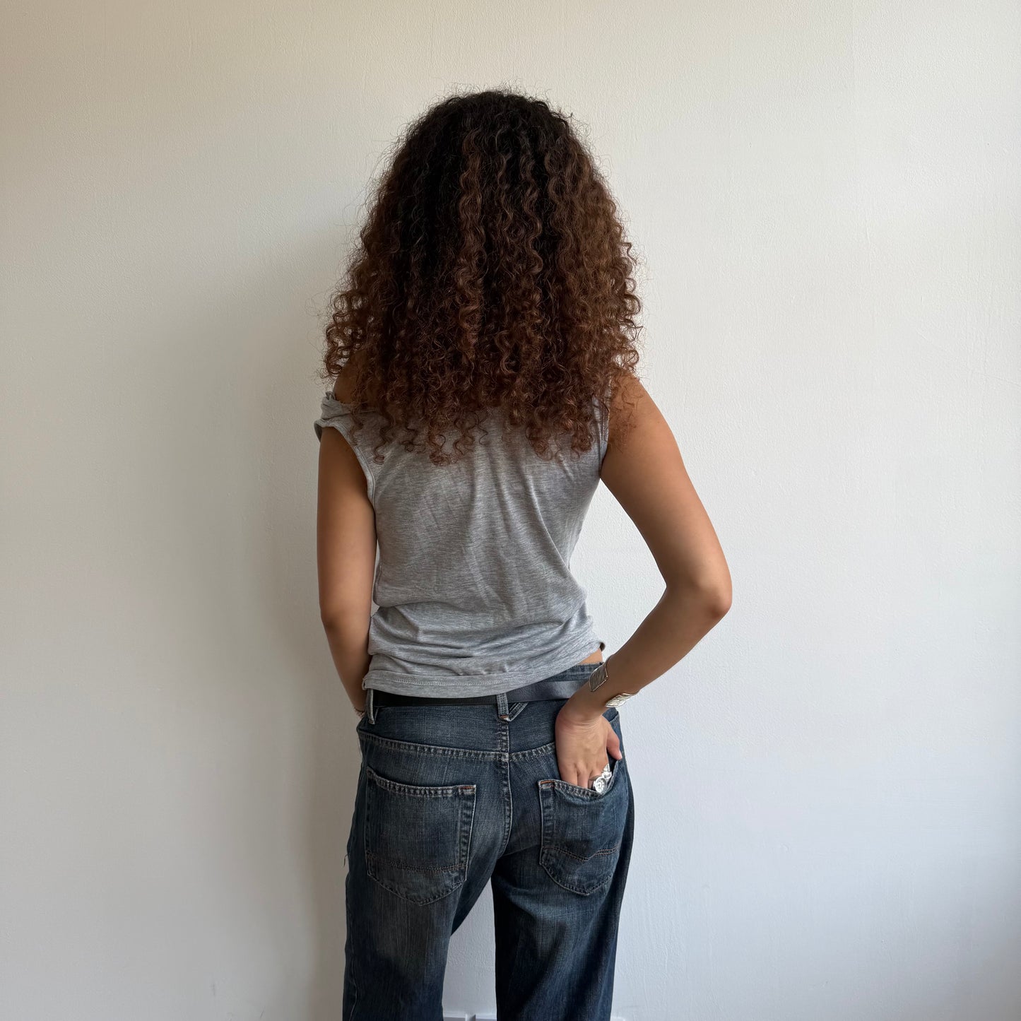 Grey cowl neck top - Size S