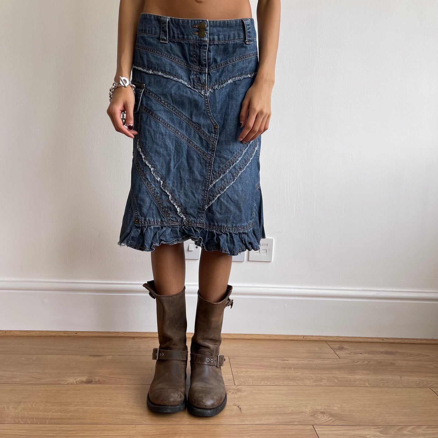 Denim patchwork midi skirt - Size S