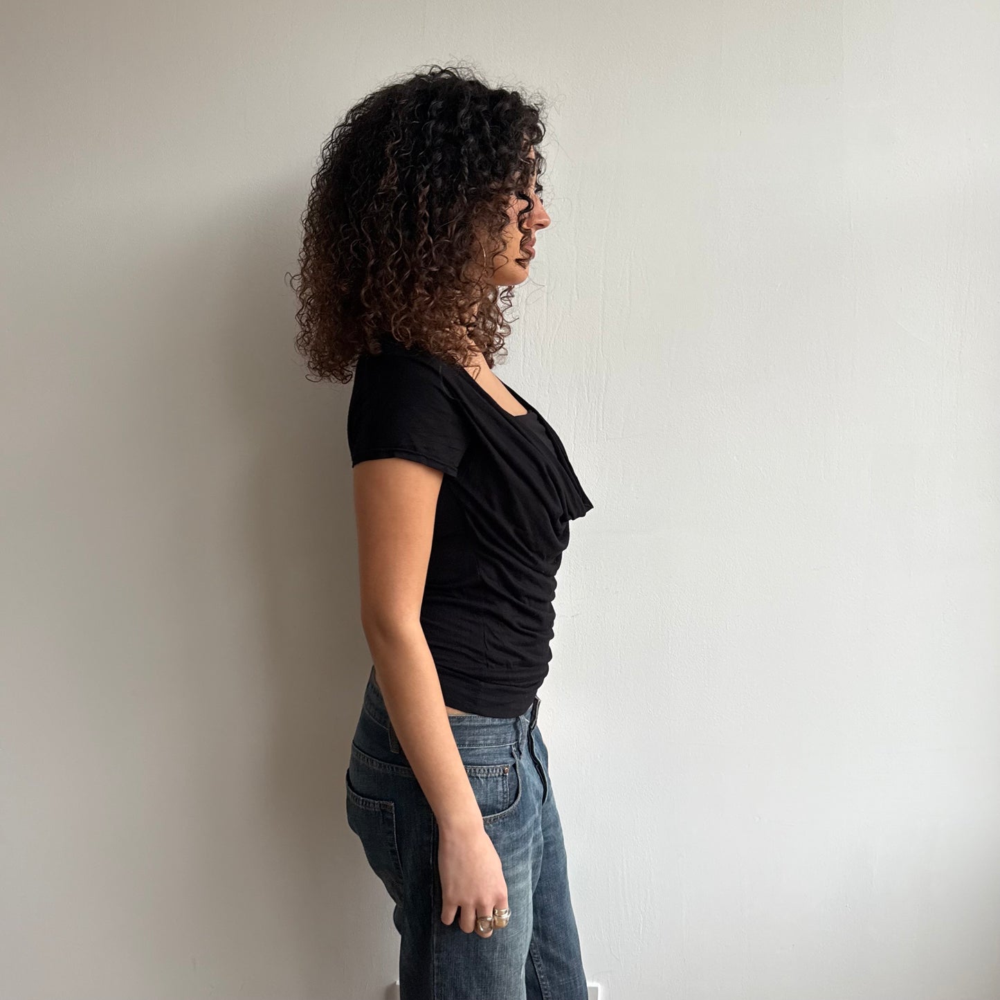 Black slouchy cowl top - Size S/M