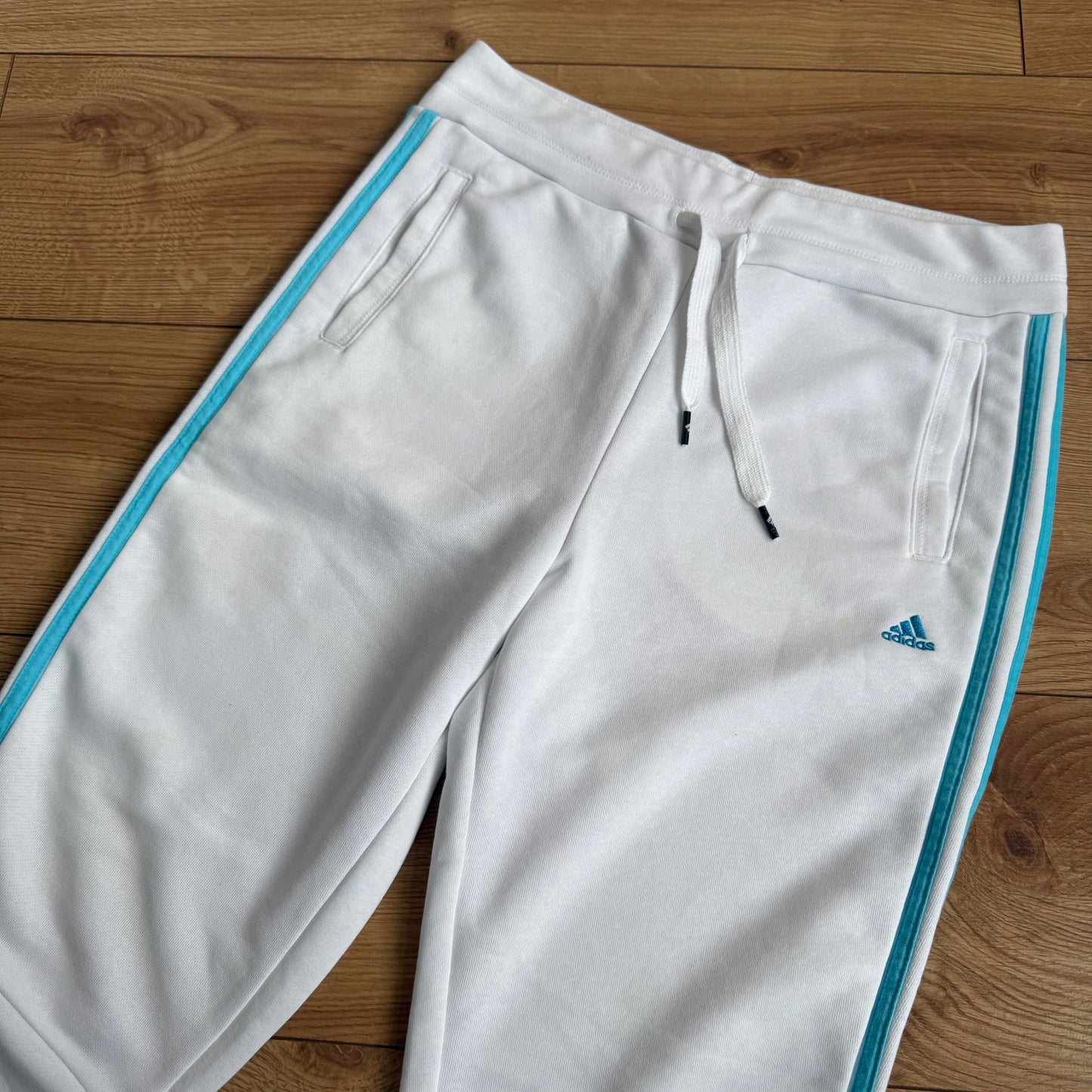 White + blue adidas sporty capris - Size S
