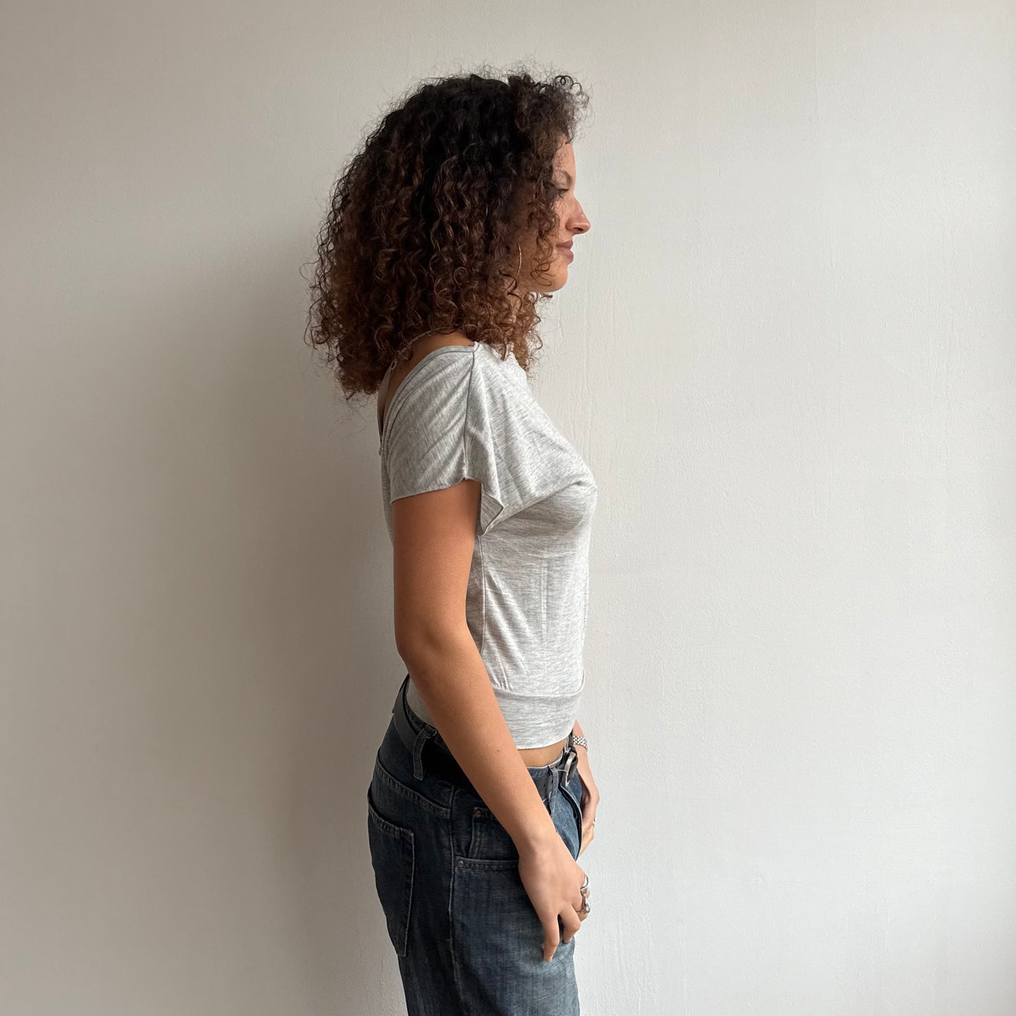 Grey slouchy wrap top - Size XS