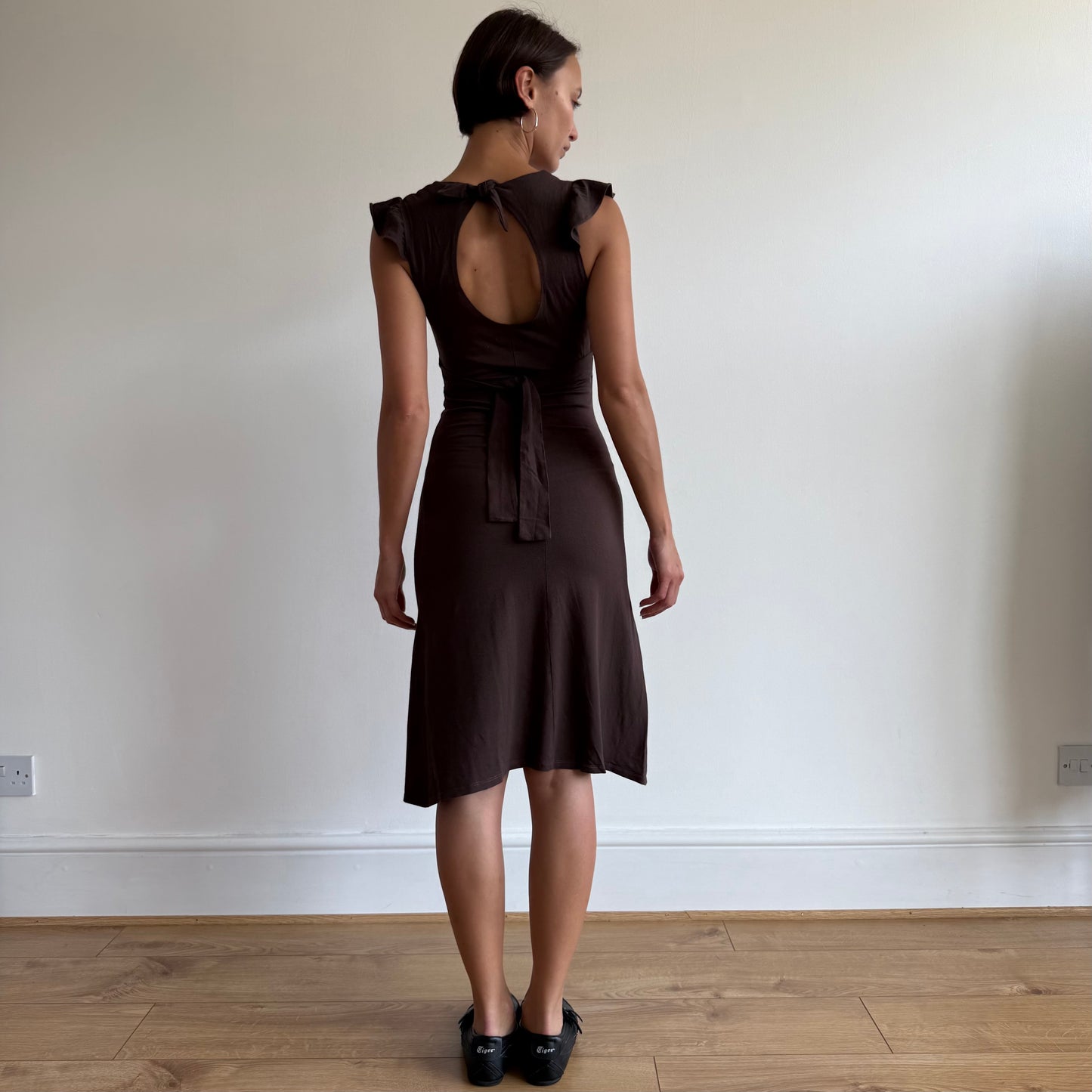 Brown keyhole midi dress - Size S