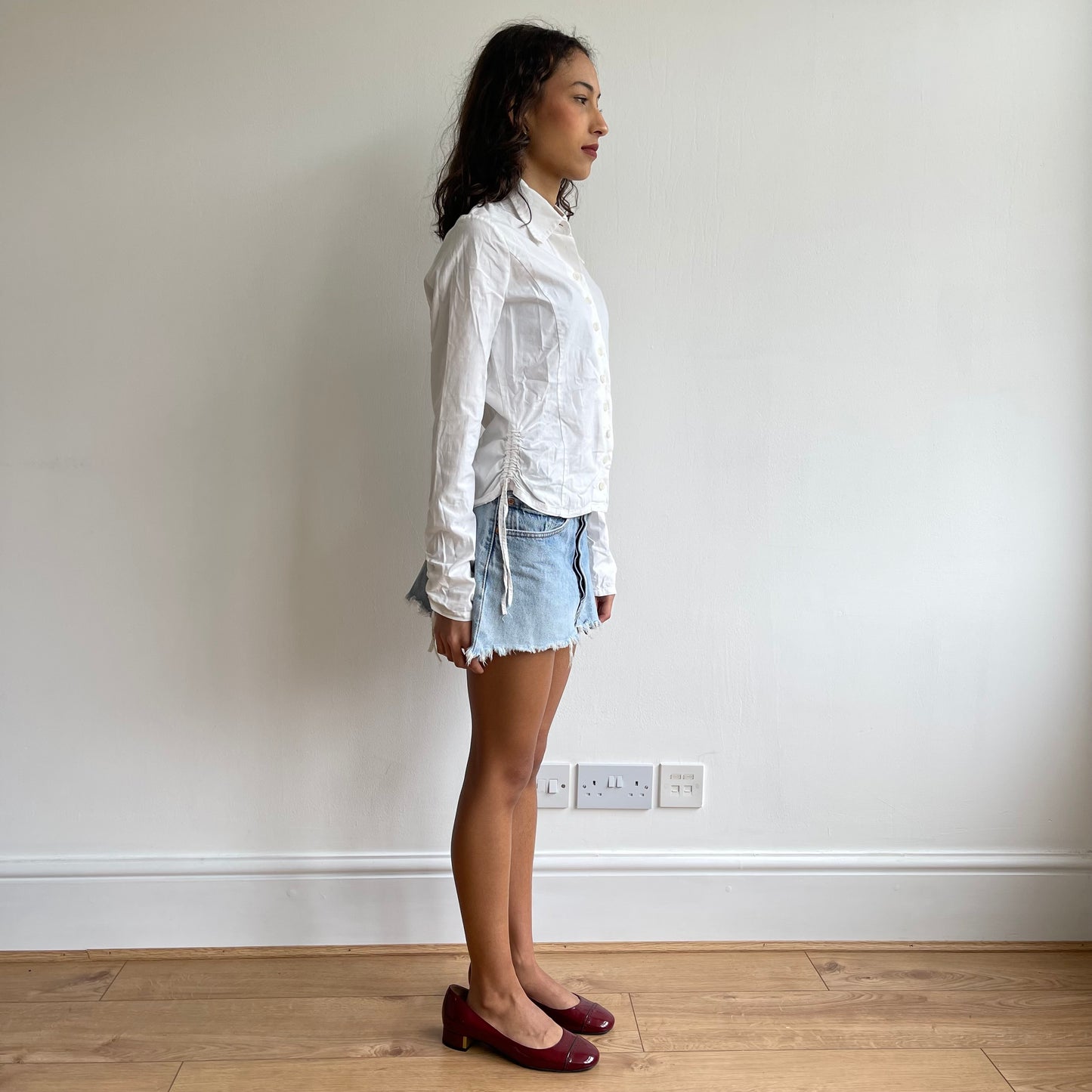 White ruched shirt - Size S