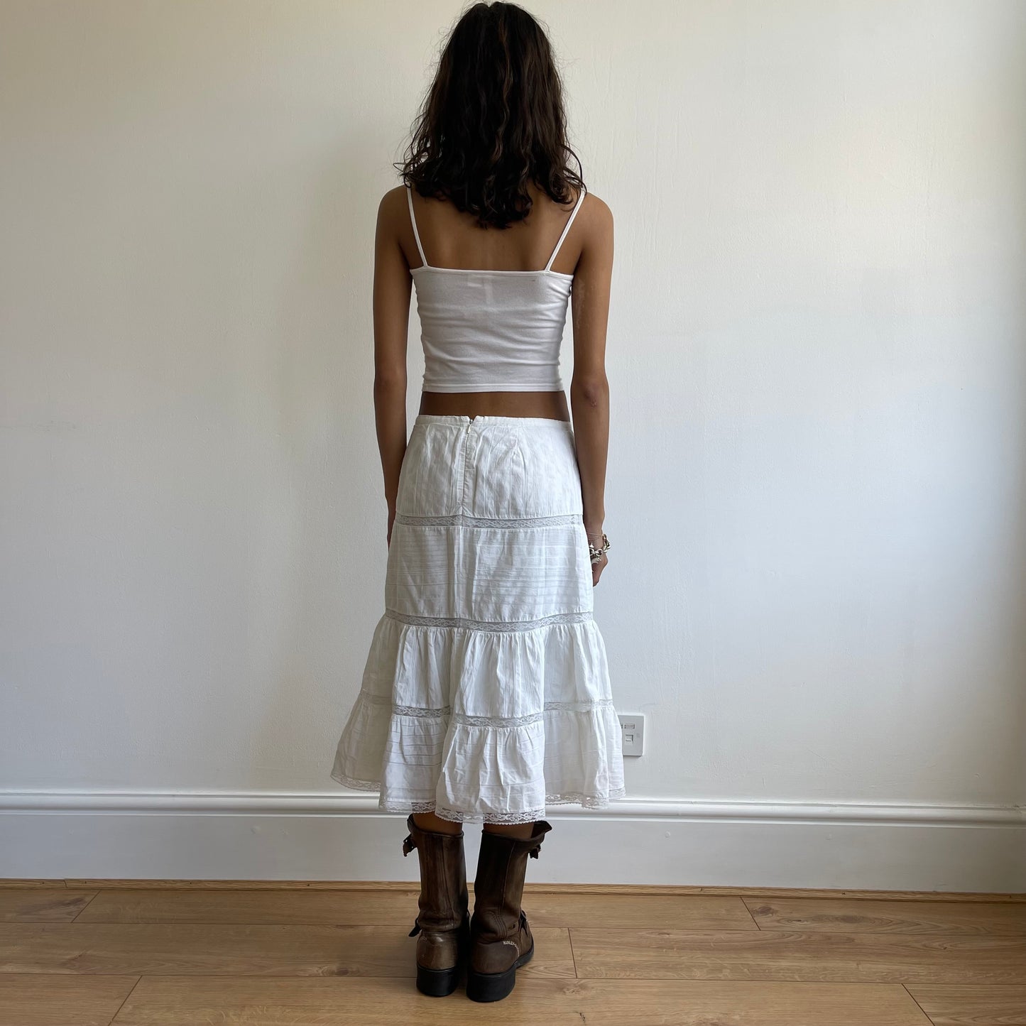 White boho midi skirt - Size XS