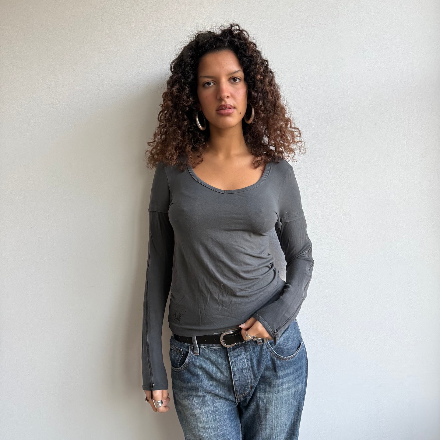 Grey Cop Copine zip top - Size S