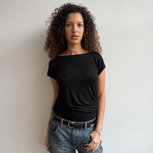 Black keyhole slouchy t-shirt - Size M