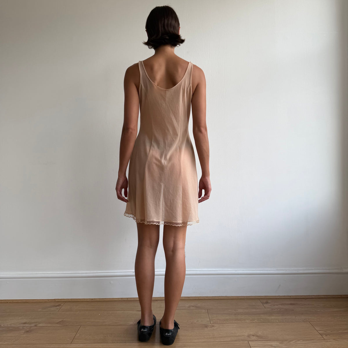 Apricot lace insert slip dress - Size S