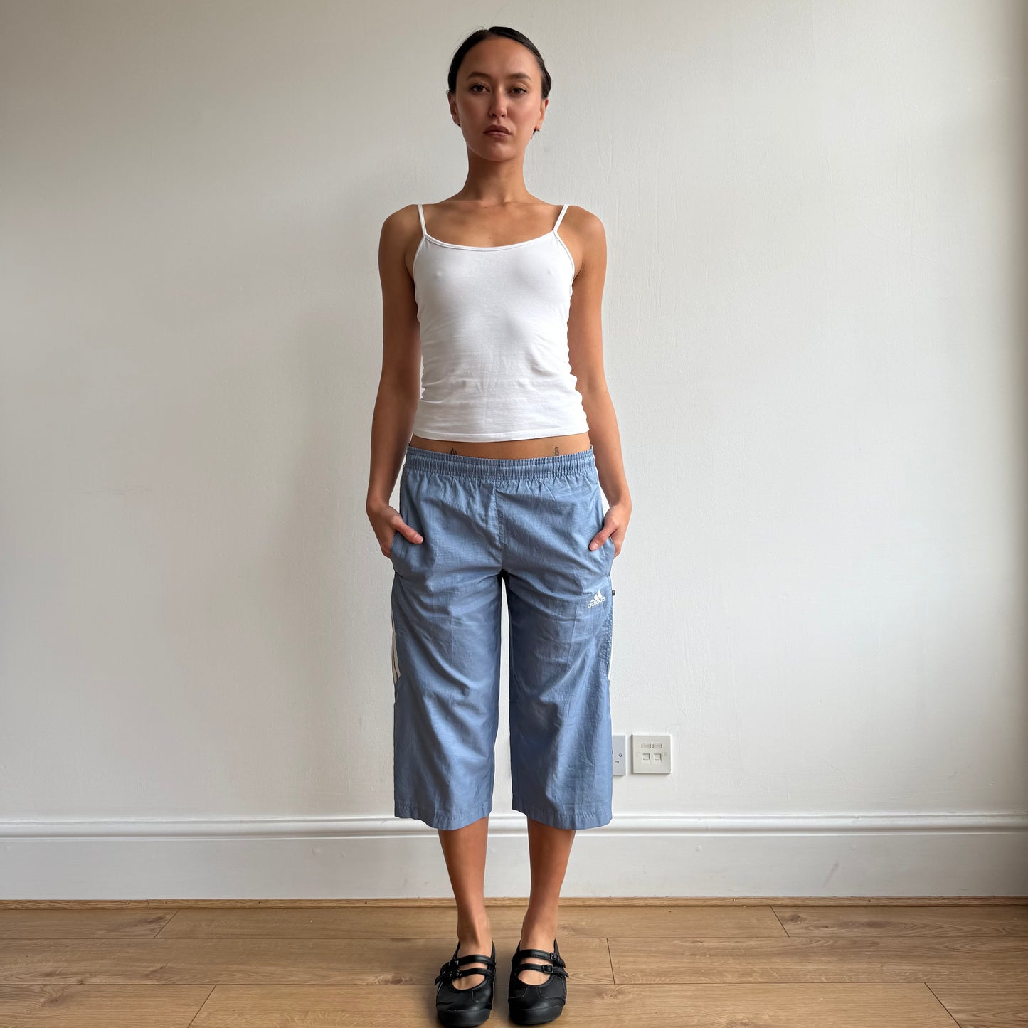 Blue Adidas grid cargo capris - Size S