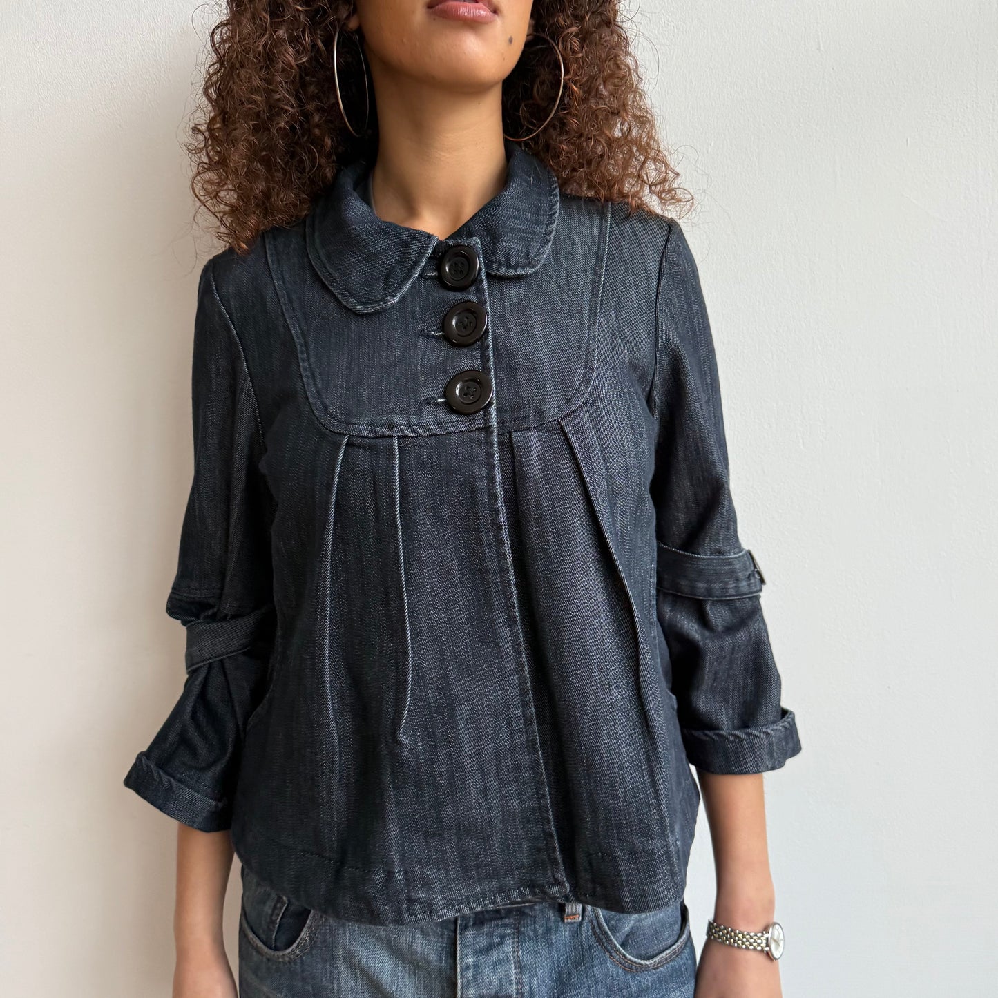 Denim 3/4 sleeve peacoat - Size M