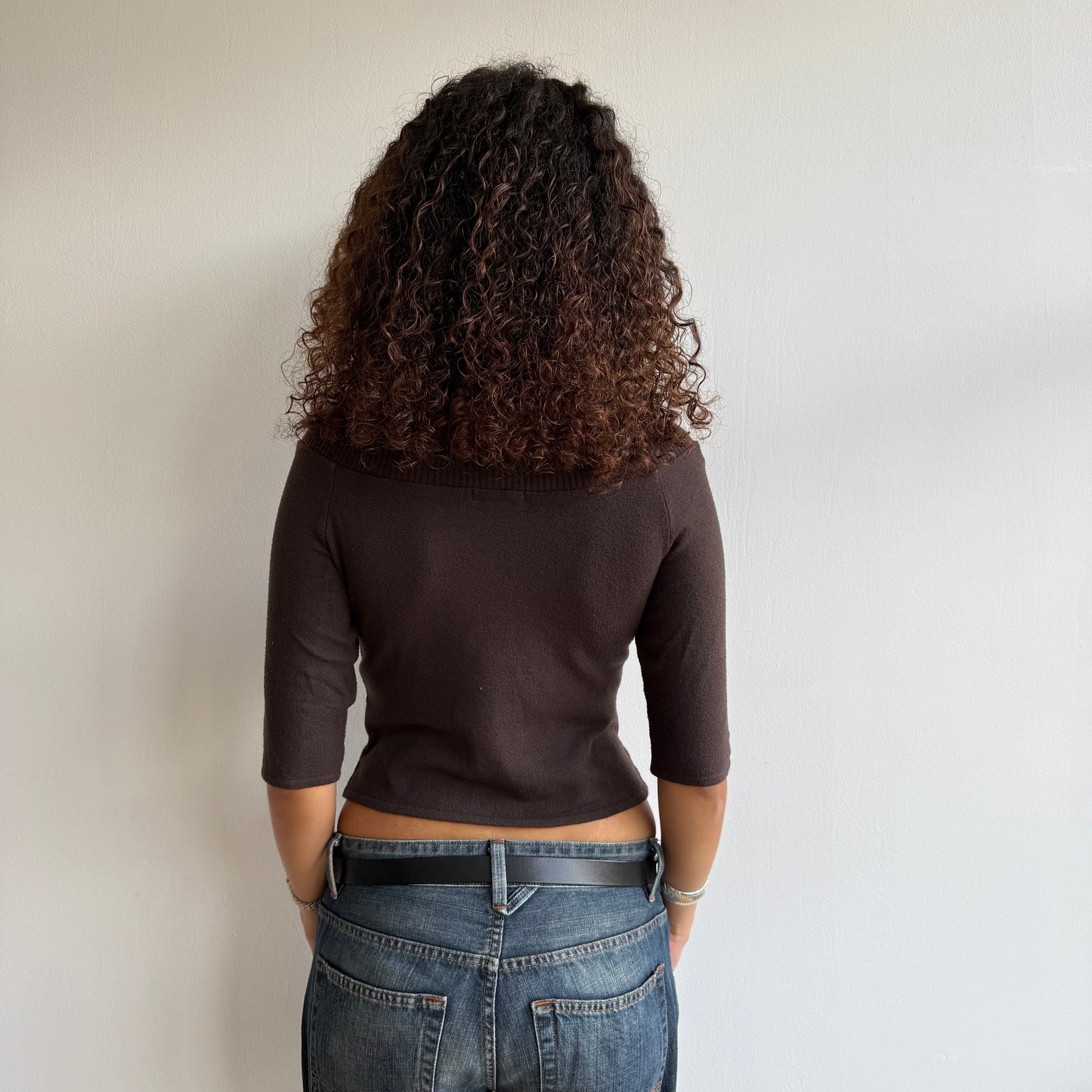 Brown 3/4 Bardot knit - Size S