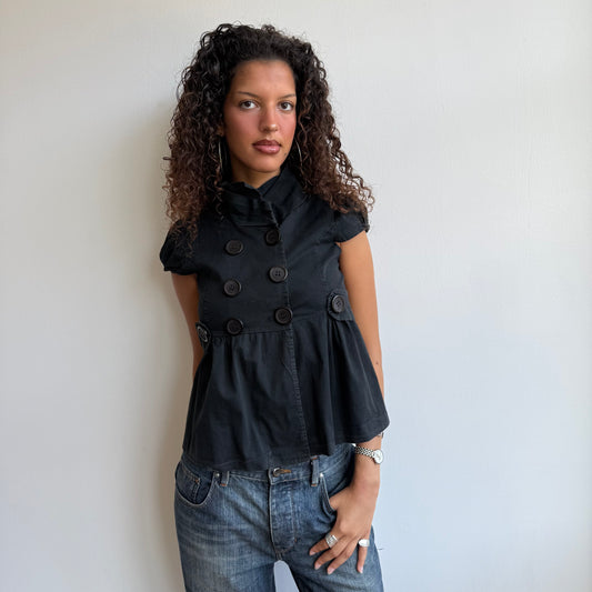 Black short sleeve peacoat - Size S