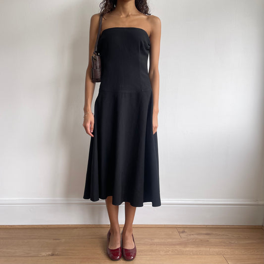 Strapless black midi dress - Size S
