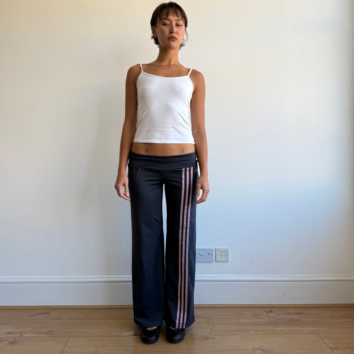 Navy + pink Adidas yoga pants - Size S