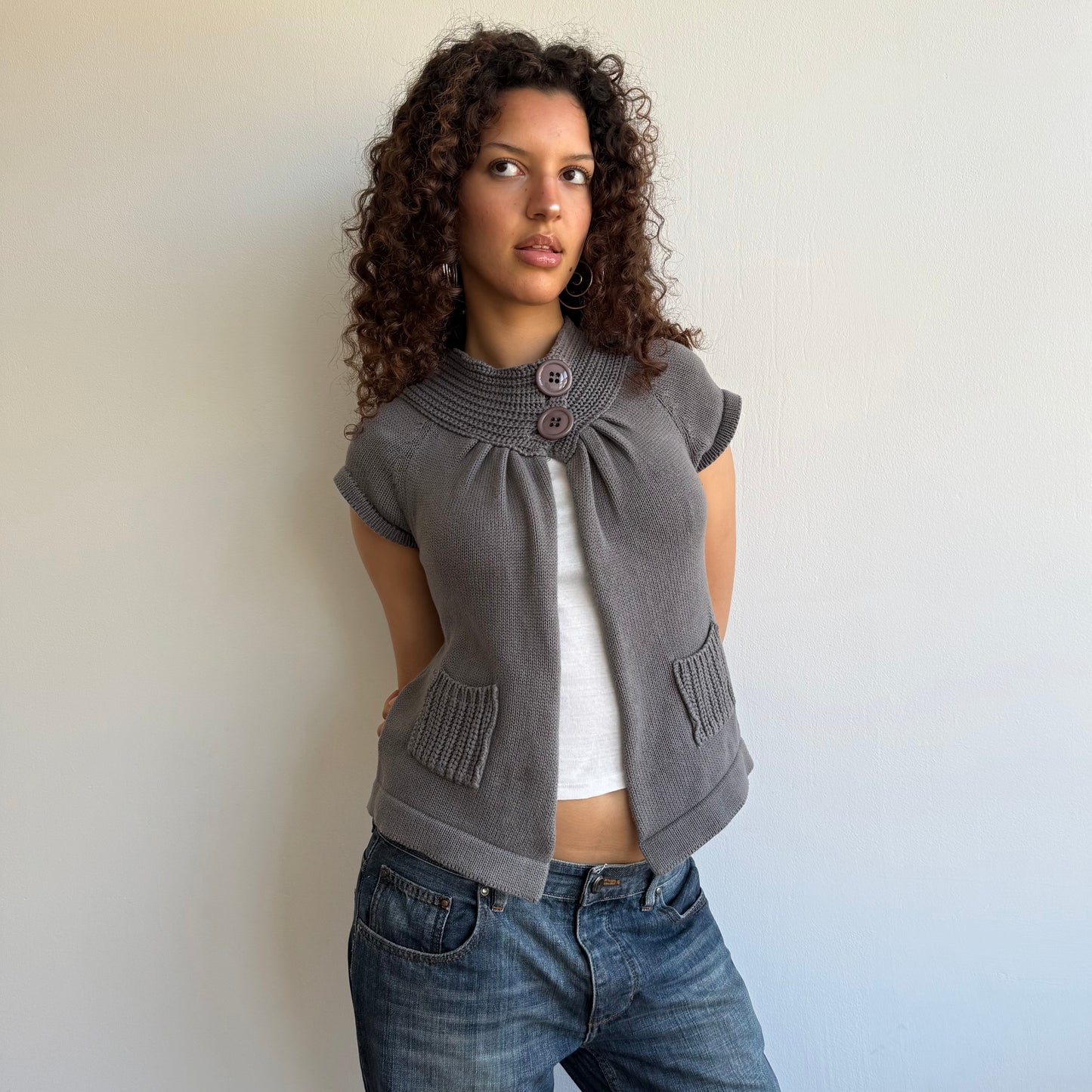 Grey open front Cardi - Size S