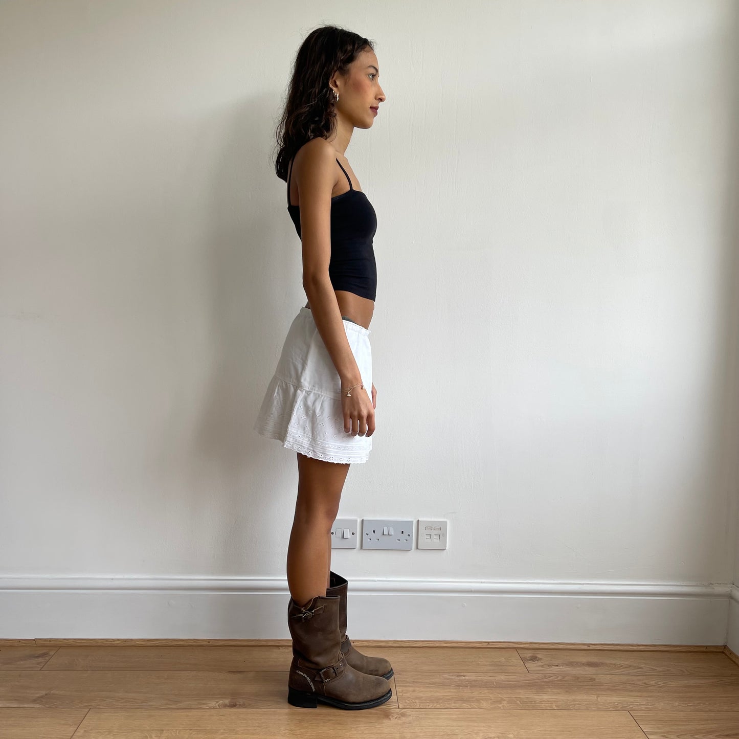 Broderie tie side mini skirt - Size S