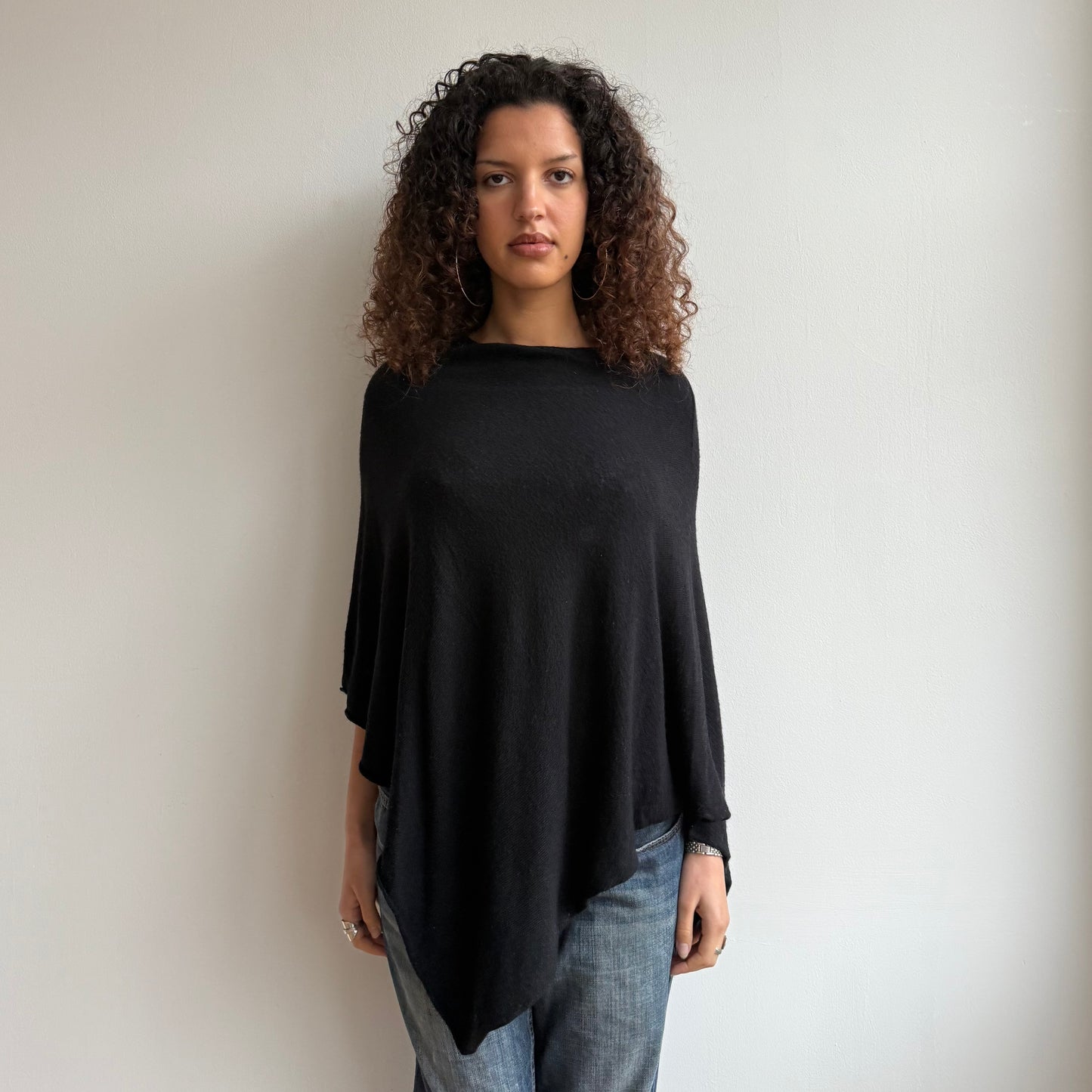 Black soft poncho - One Size