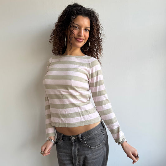 Pink and green striped knit - Size S