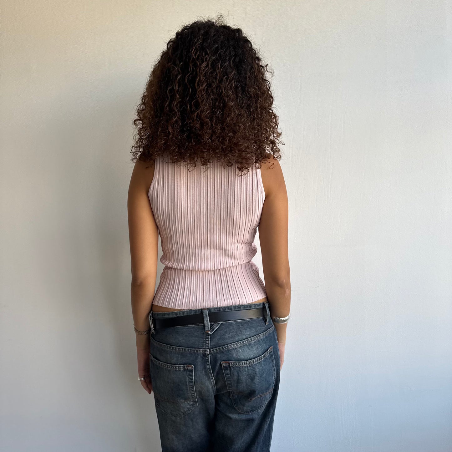 Pink ribbed top - Size S