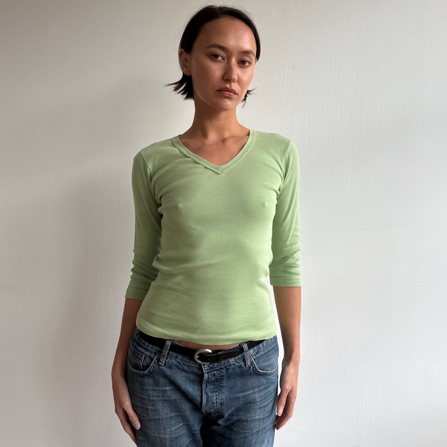 Apple green 3/4 sleeve top - Size S