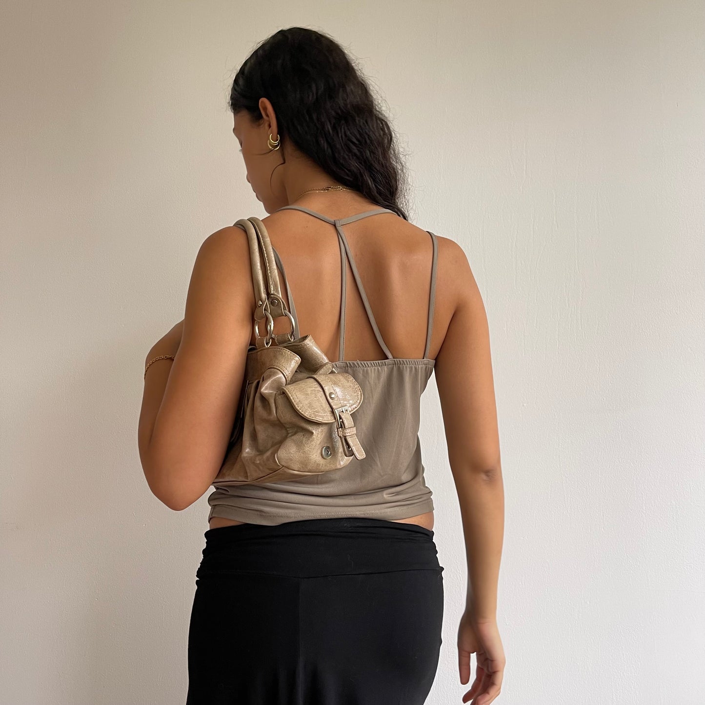 Beige buckle bag