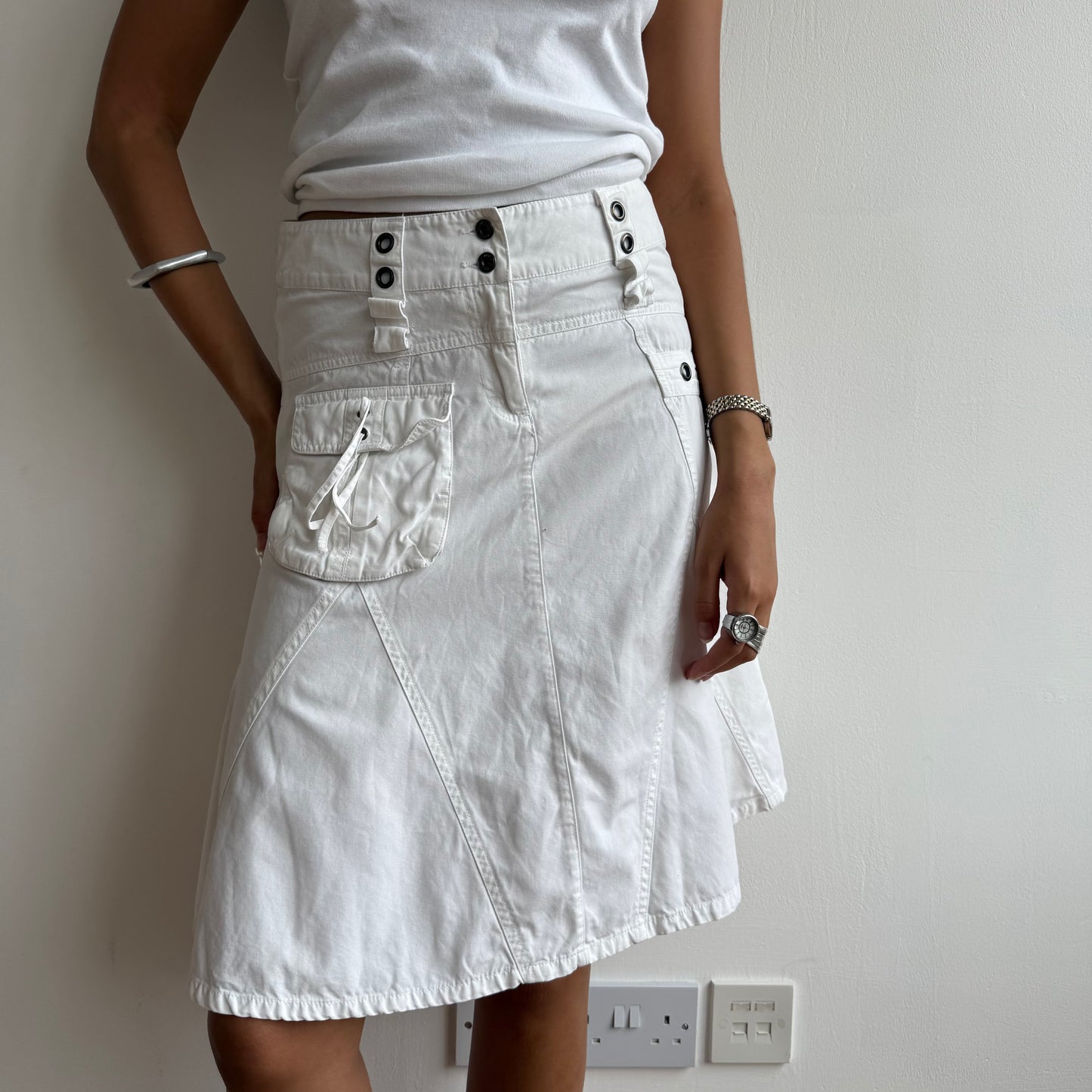 White cargo midi skirt - Size S