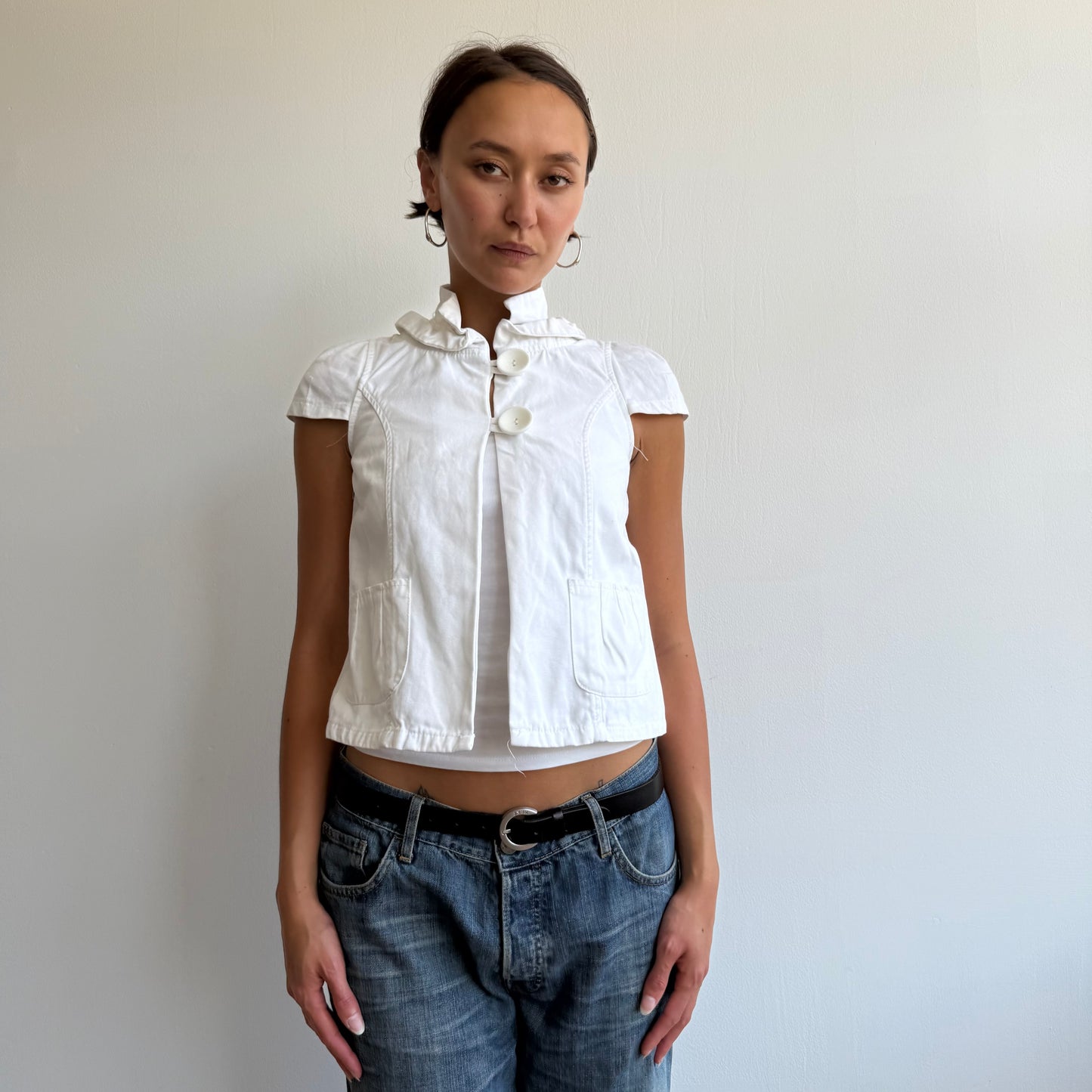 White short sleeve peacoat - Size S