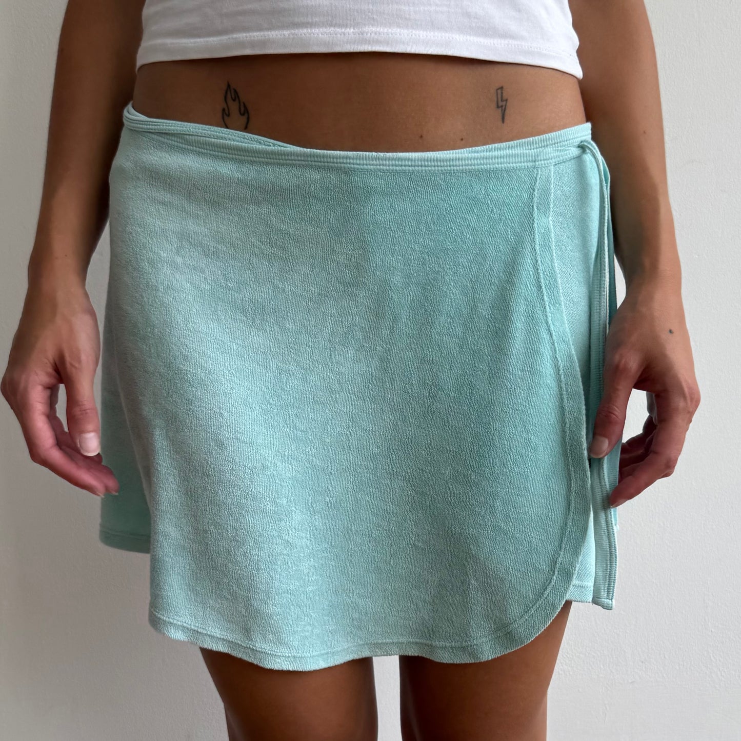 Turquoise terry wrap skirt - One Size