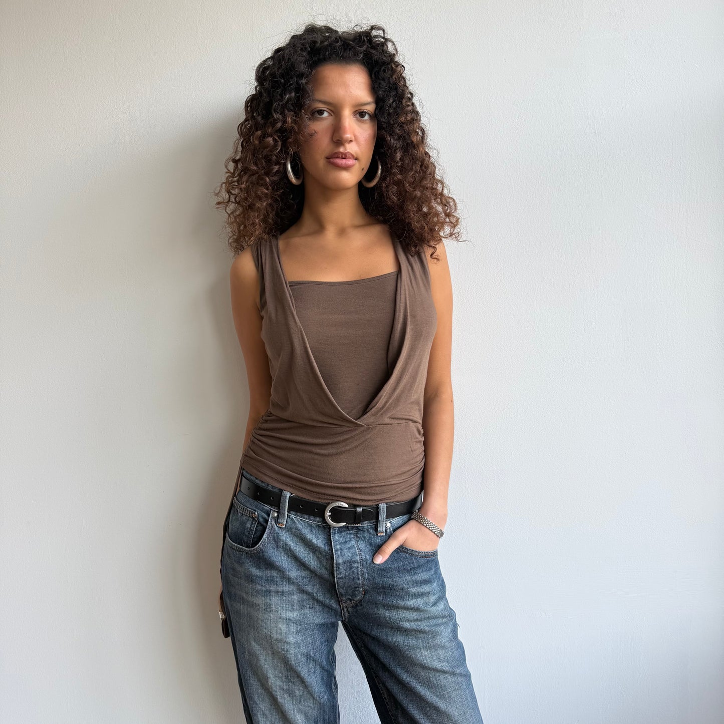 Brown wrap top - Size M