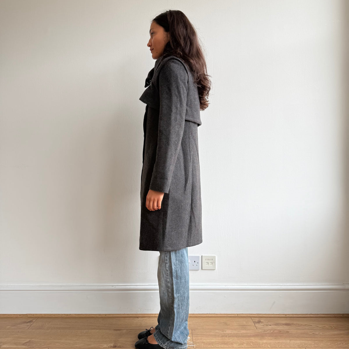 Charcoal Cop Copine bolero coat - Size XS/S