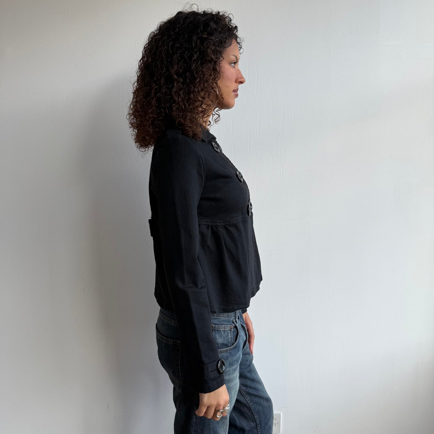 Black denim peacoat - Size M + L