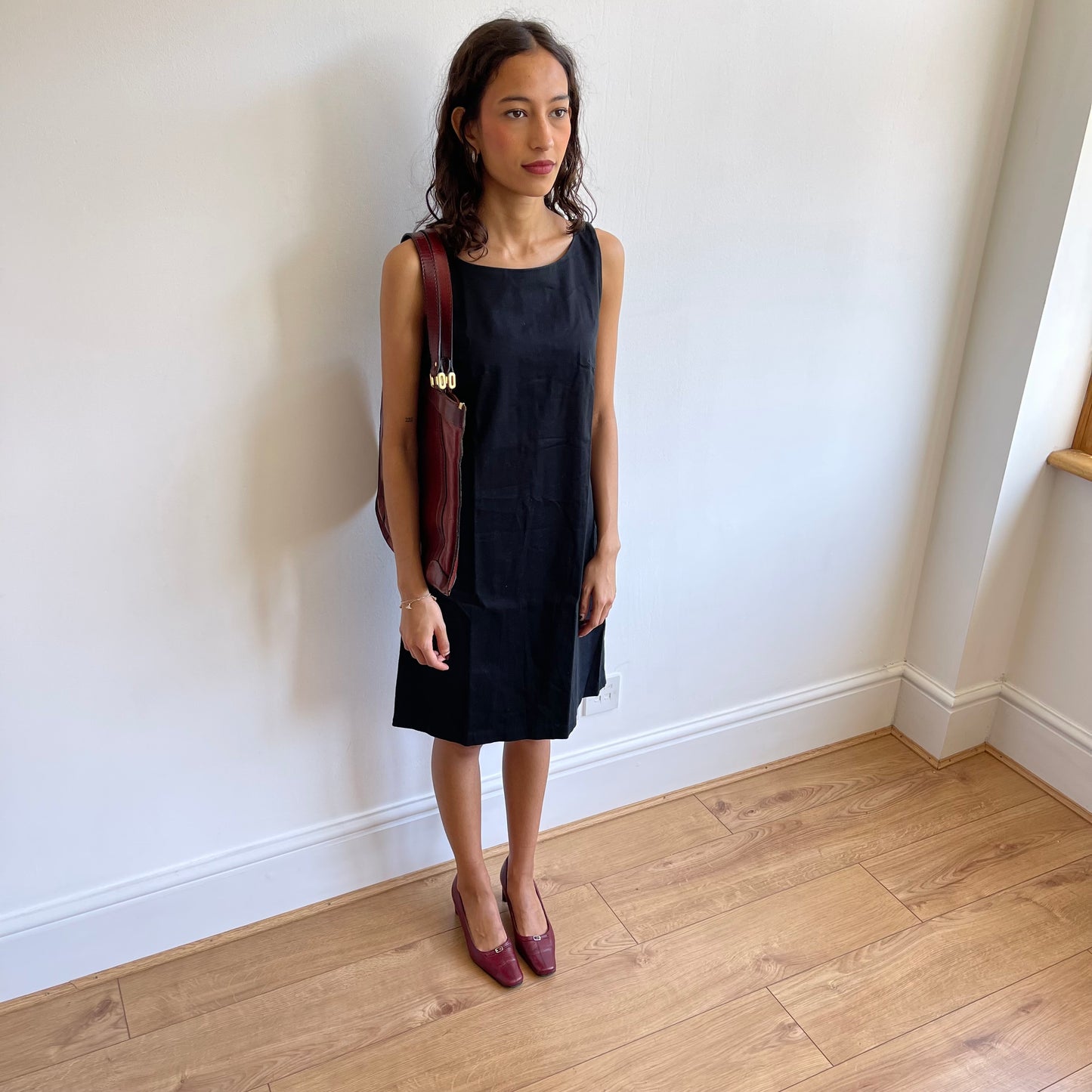 Burgundy leather bag - O/S