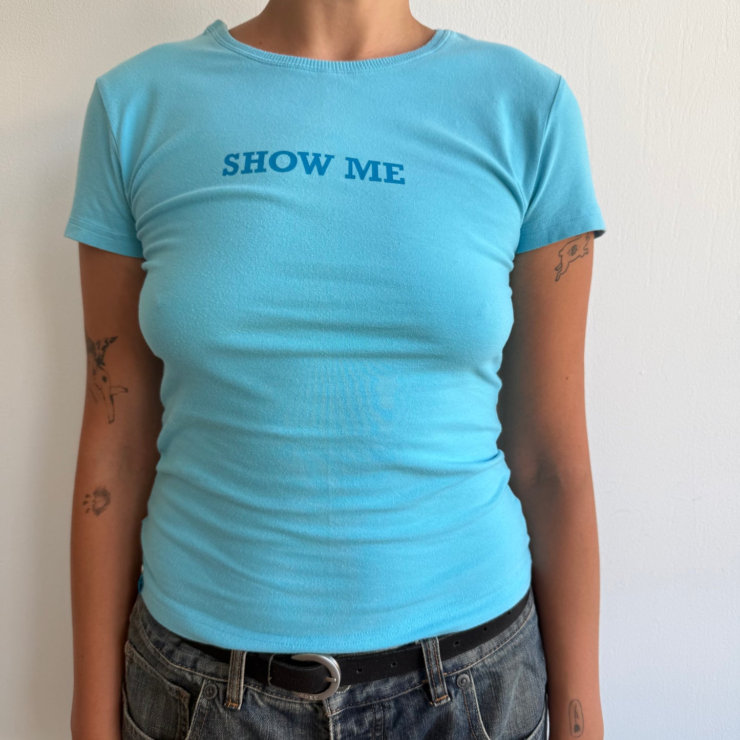 Adidas blue slogan ‘show me’ t-shirt - Size S