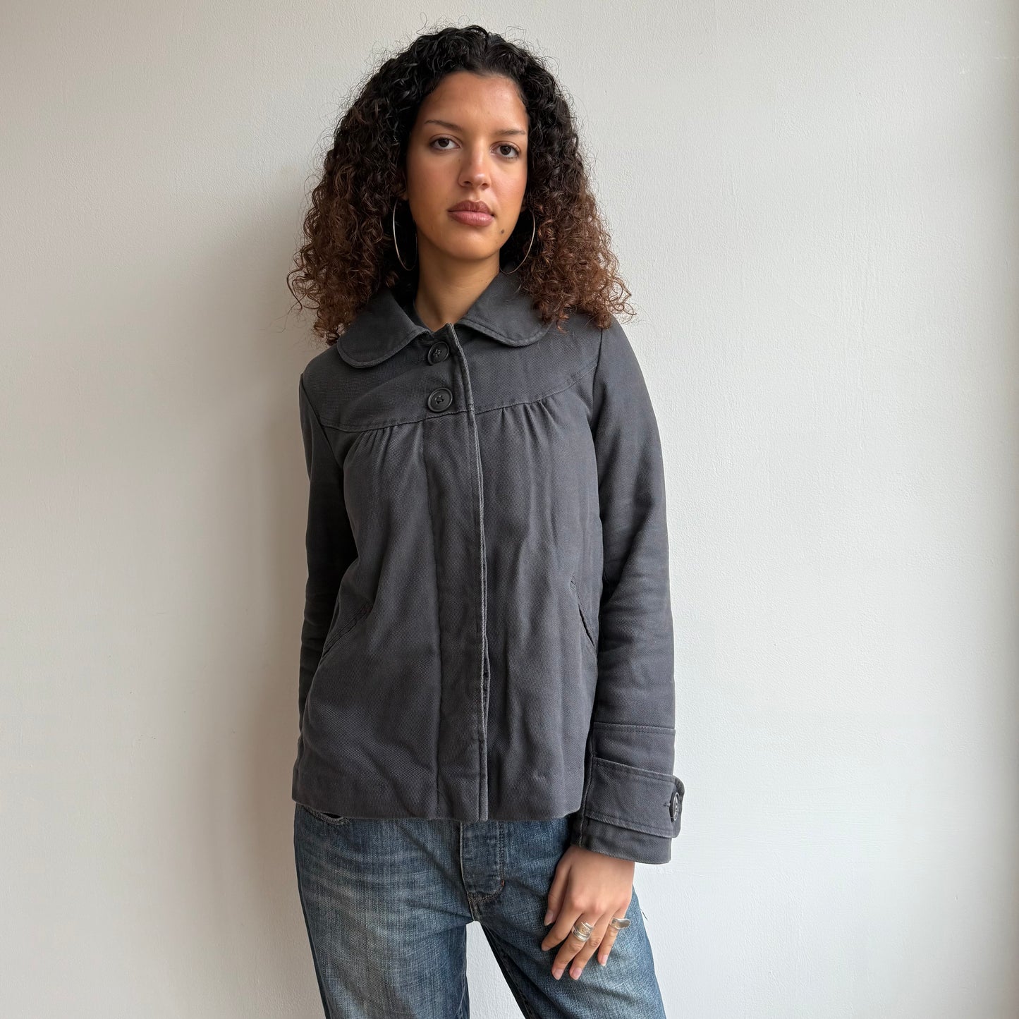 Grey padded peacoat - Size M