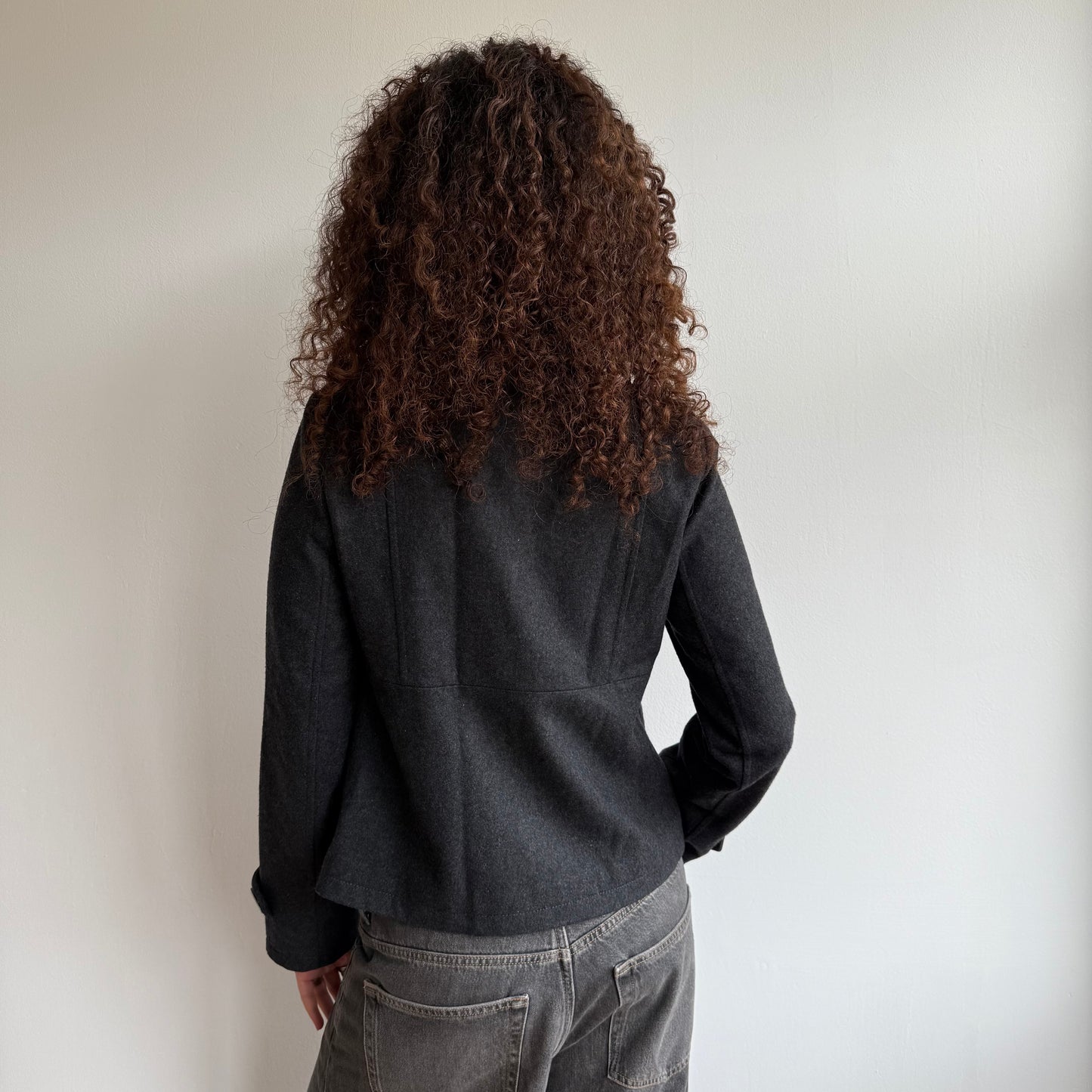 Grey double breasted wool peacoat - Size S