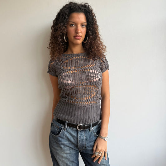 Charcoal crochet knit - Size S