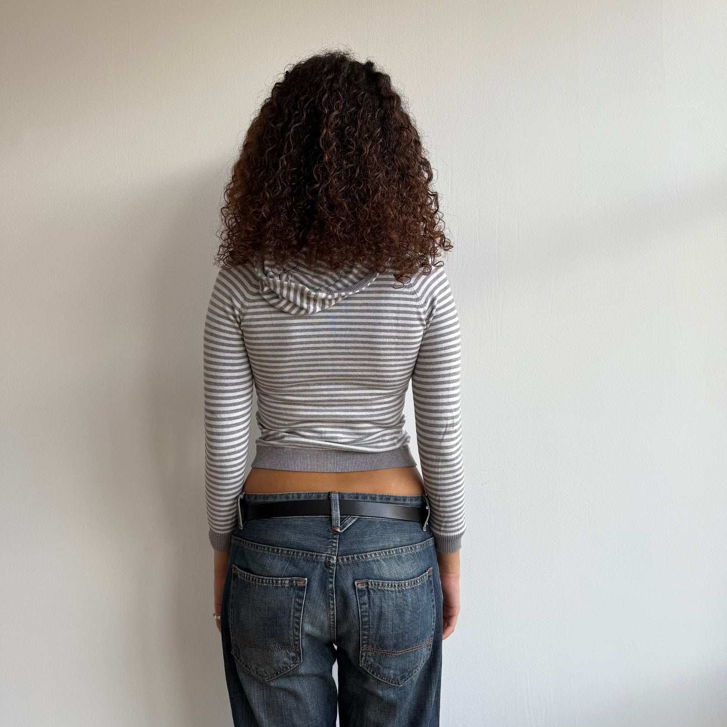 Grey and white striped hoodie - Size XS