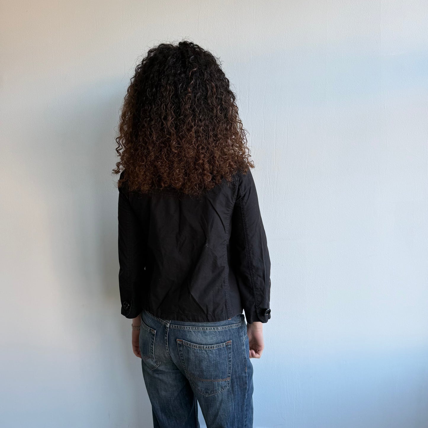 Black asymmetric button peacoat - Size S