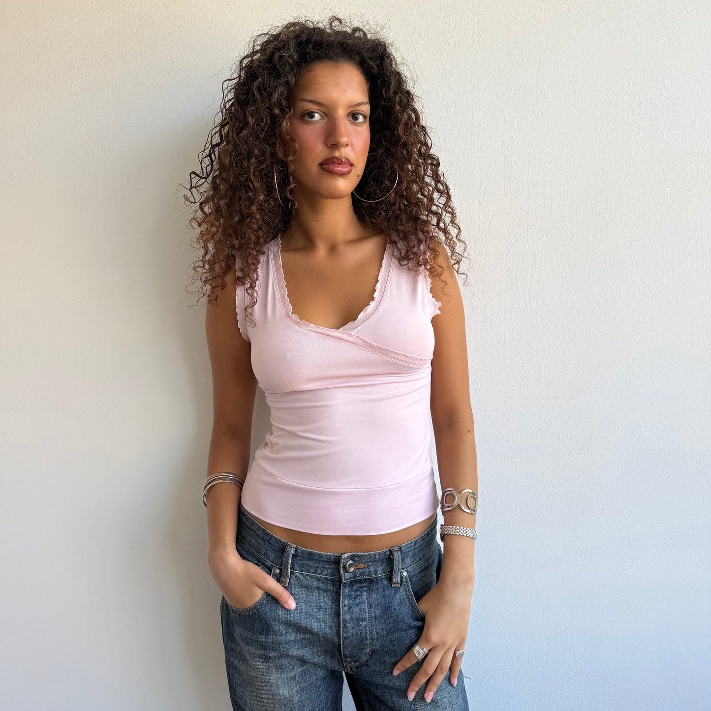 Pink wrap ruffle top - Size S/M