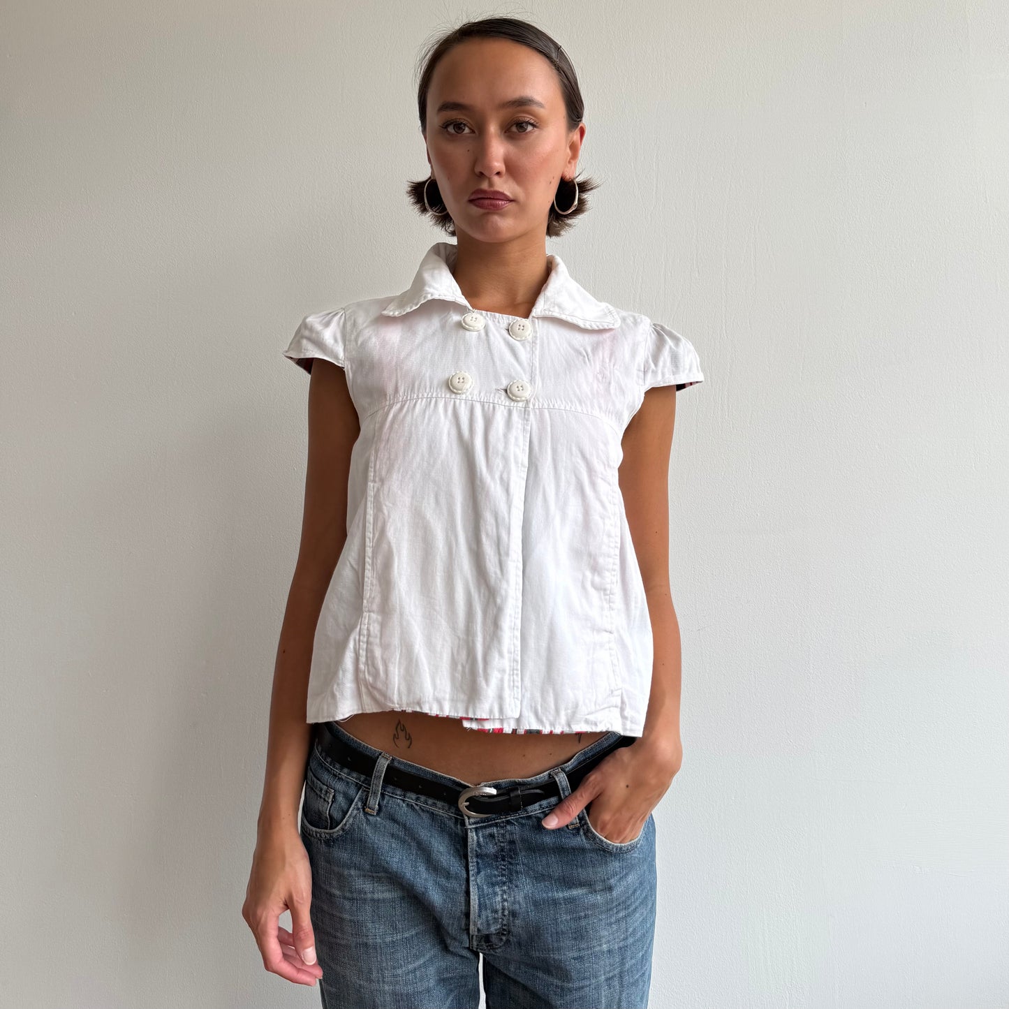 White short sleeve peacoat - Size S