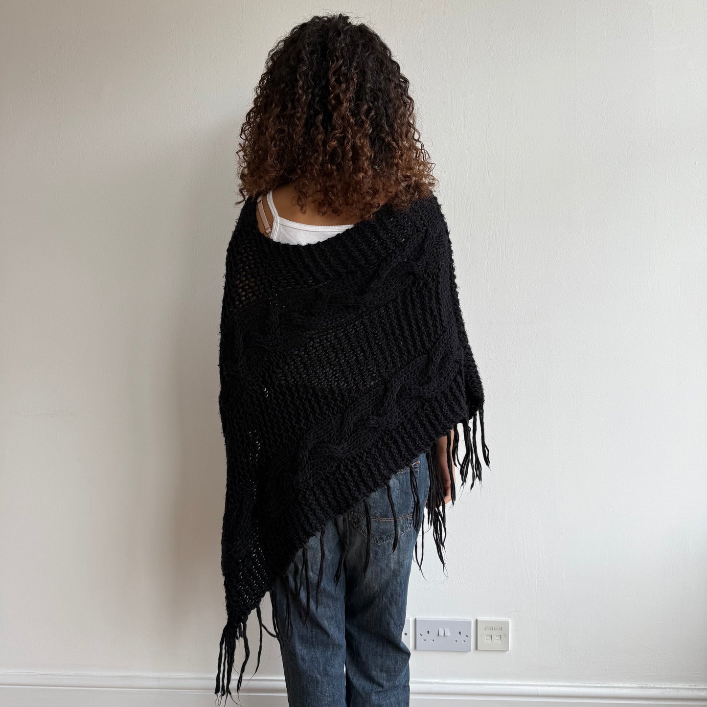 Black knit poncho - One Size