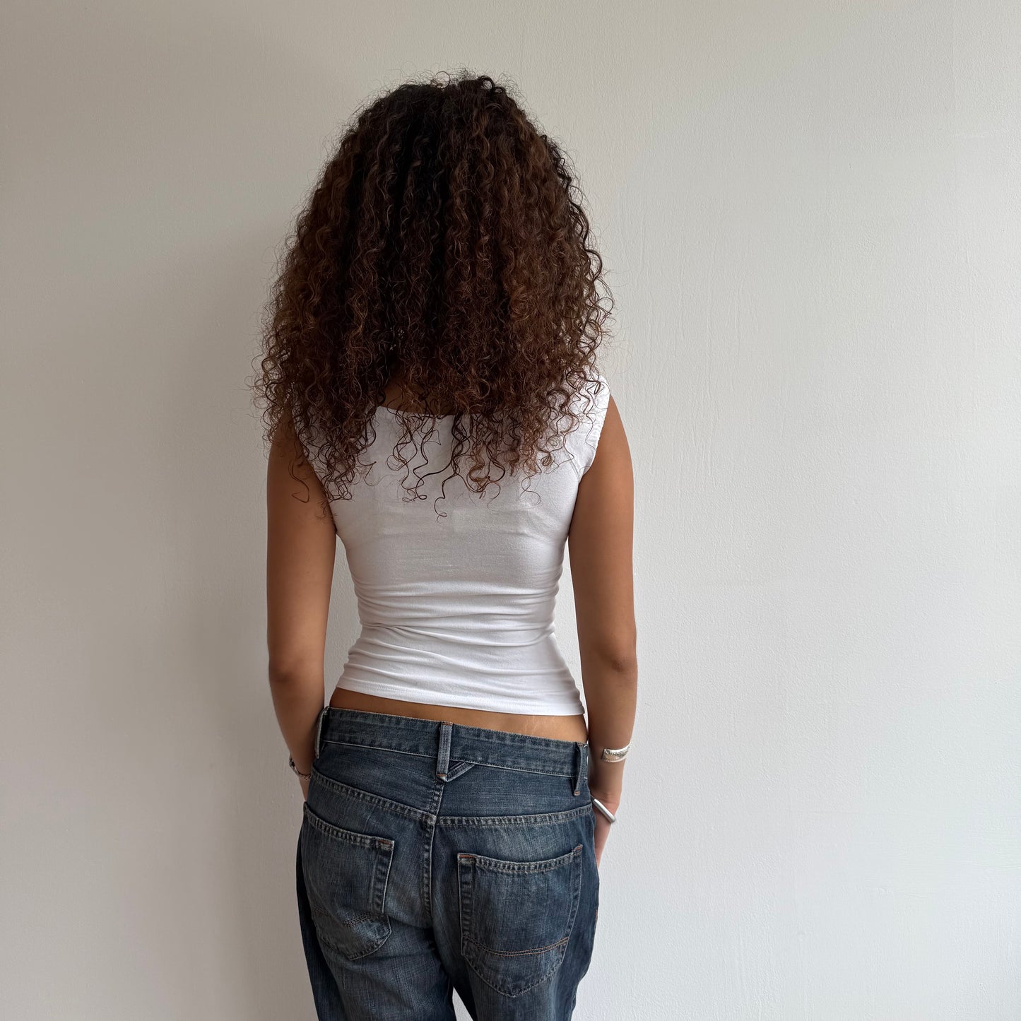 White button bardot top - Size S/M