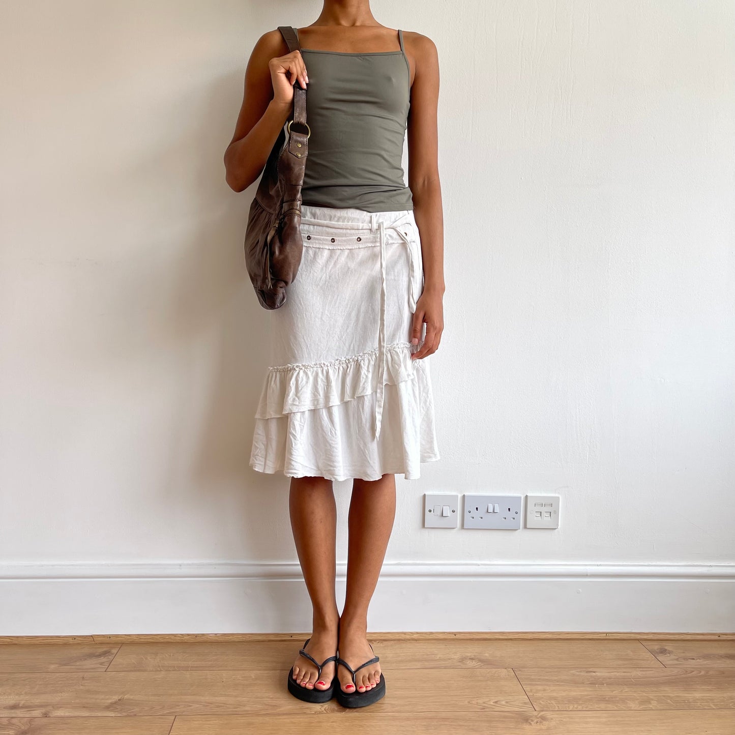 Dark khaki slinky cami - Size S