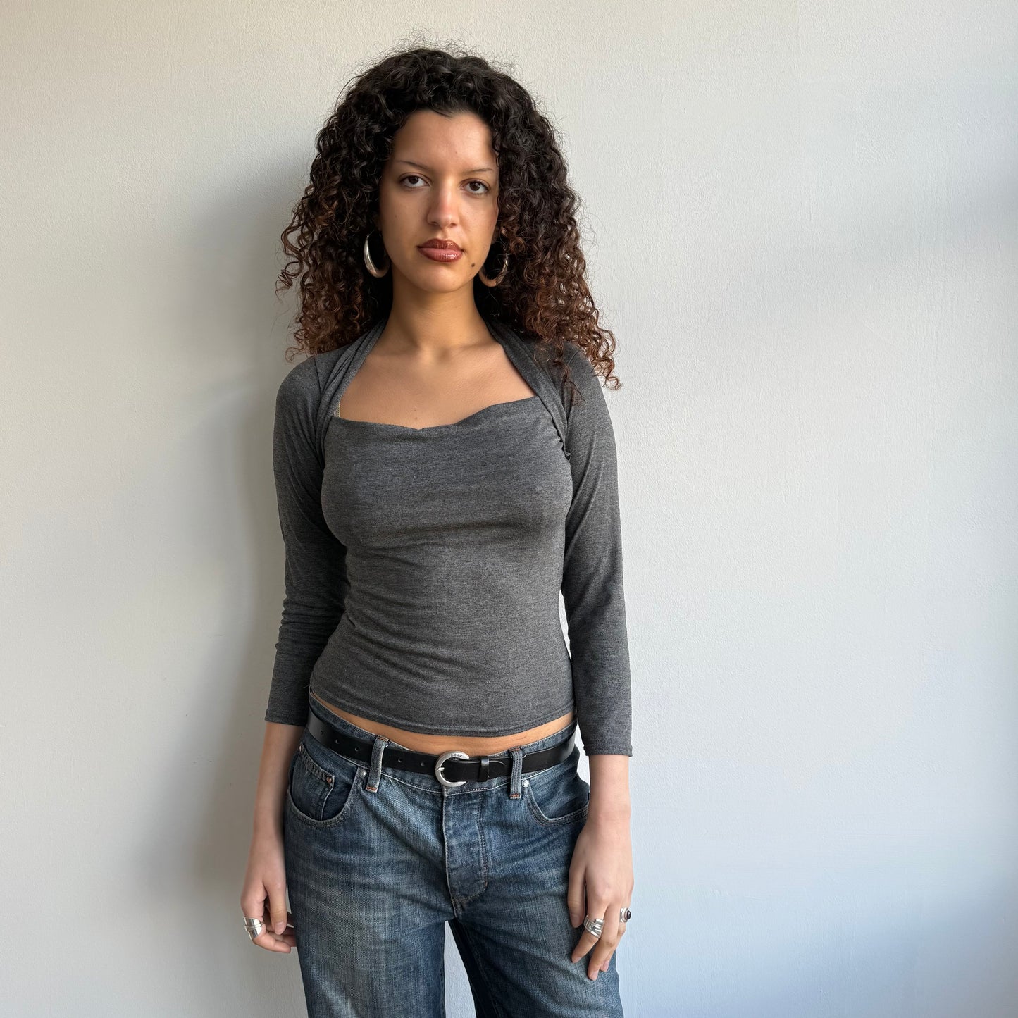 Grey bolero 3/4 sleeve top - Size M