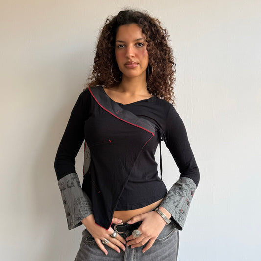 Bi-material wrap top - Size S