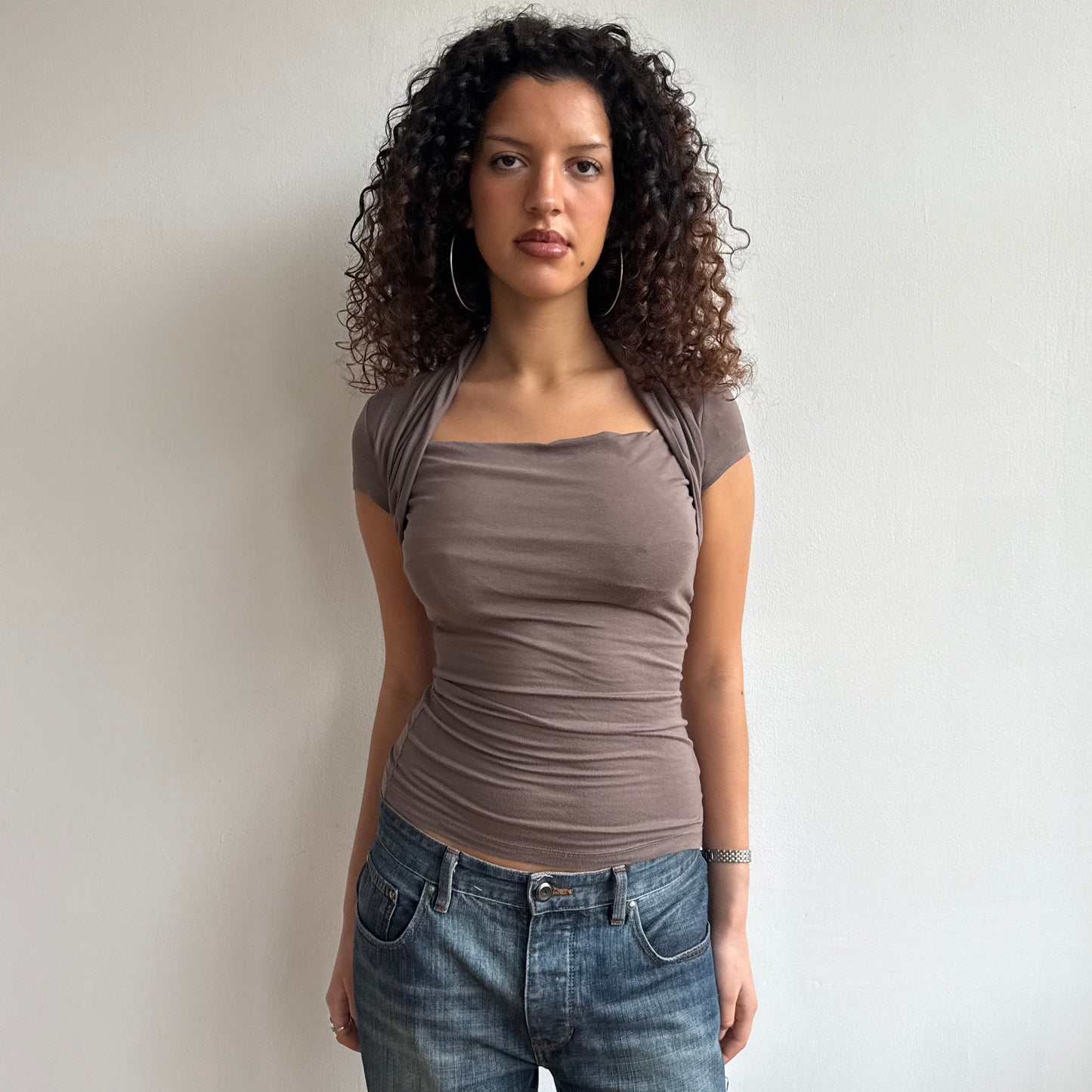 Taupe bolero t-shirt - Size S