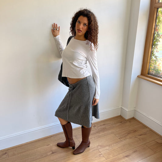 Grey knit midi skirt - Size M