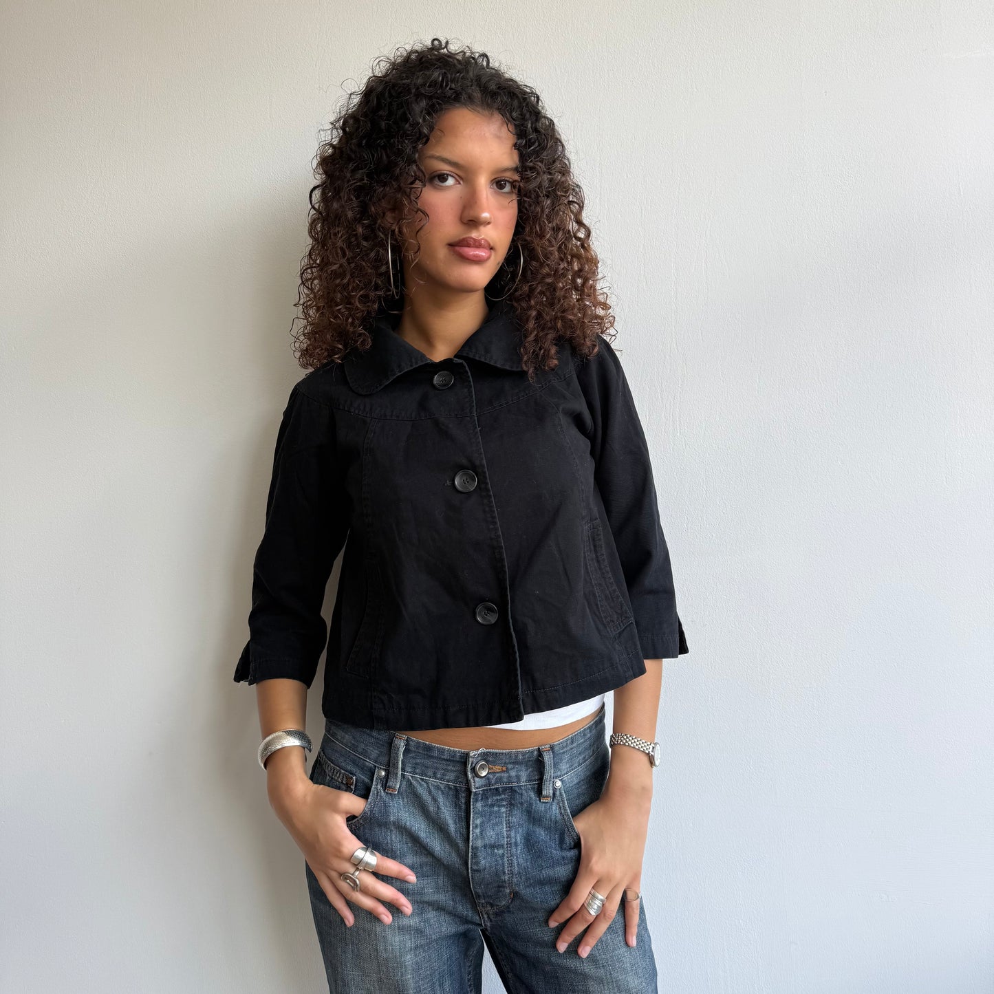 Black 3/4 sleeve jacket - Size S