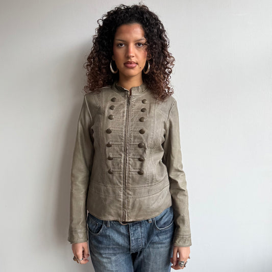 Khaki fur lined military jacket - Size M